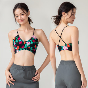 2025 New European and American Leopard Print Thin Strap Beautiful Back Yoga Running Fitness Vest Sexy Sports Bra