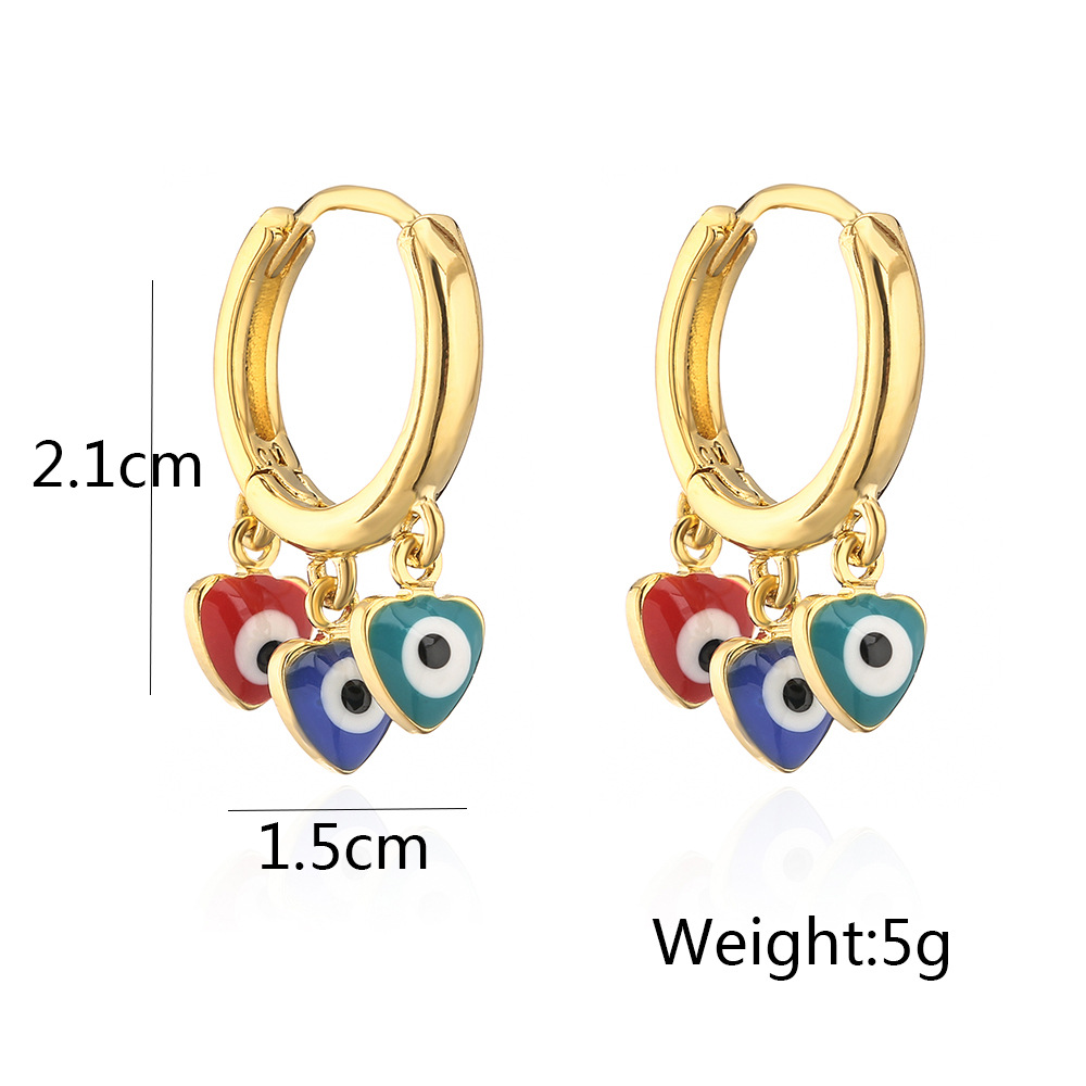 Retro Geometric Devilu0027S Eye Copper Inlay Zircon Drop Earrings 1 Pair