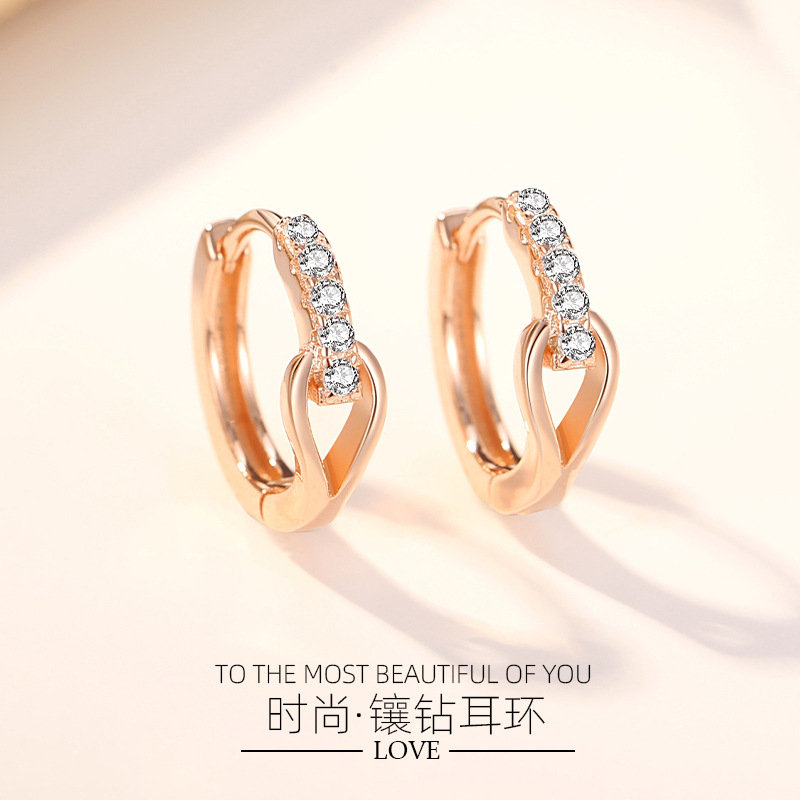 Luz de lujo círculo geométrico elegante pendientes de plata esterlina S925 pendientes redondos incrustados en diamantes de moda todo partido nicho sentido del diseño