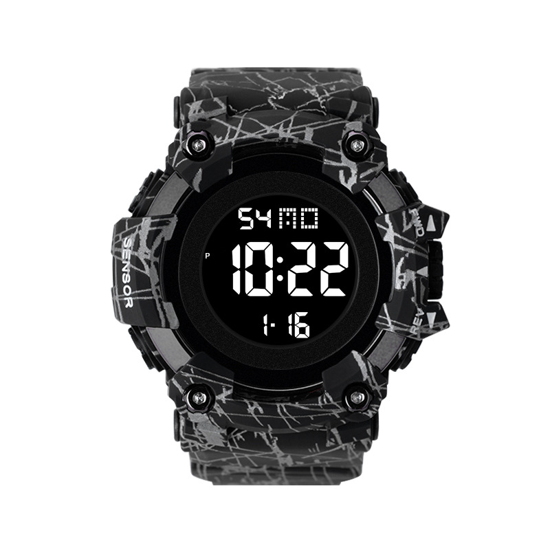 Amazon moda gran dial reloj electrónico estudiante masculino moda impermeable alarma luminosa deportes estilo reloj electrónico