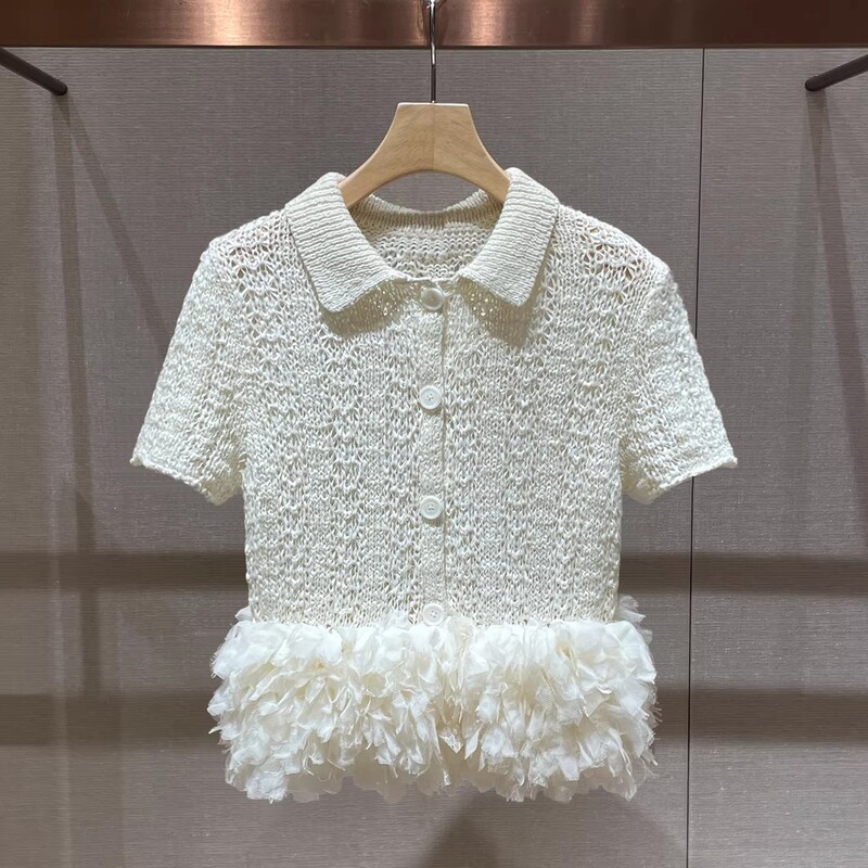 Moshuviya 2026 Spring New Style Hollow Mesh Splicing Design Top Knitwear Xsj0M01B