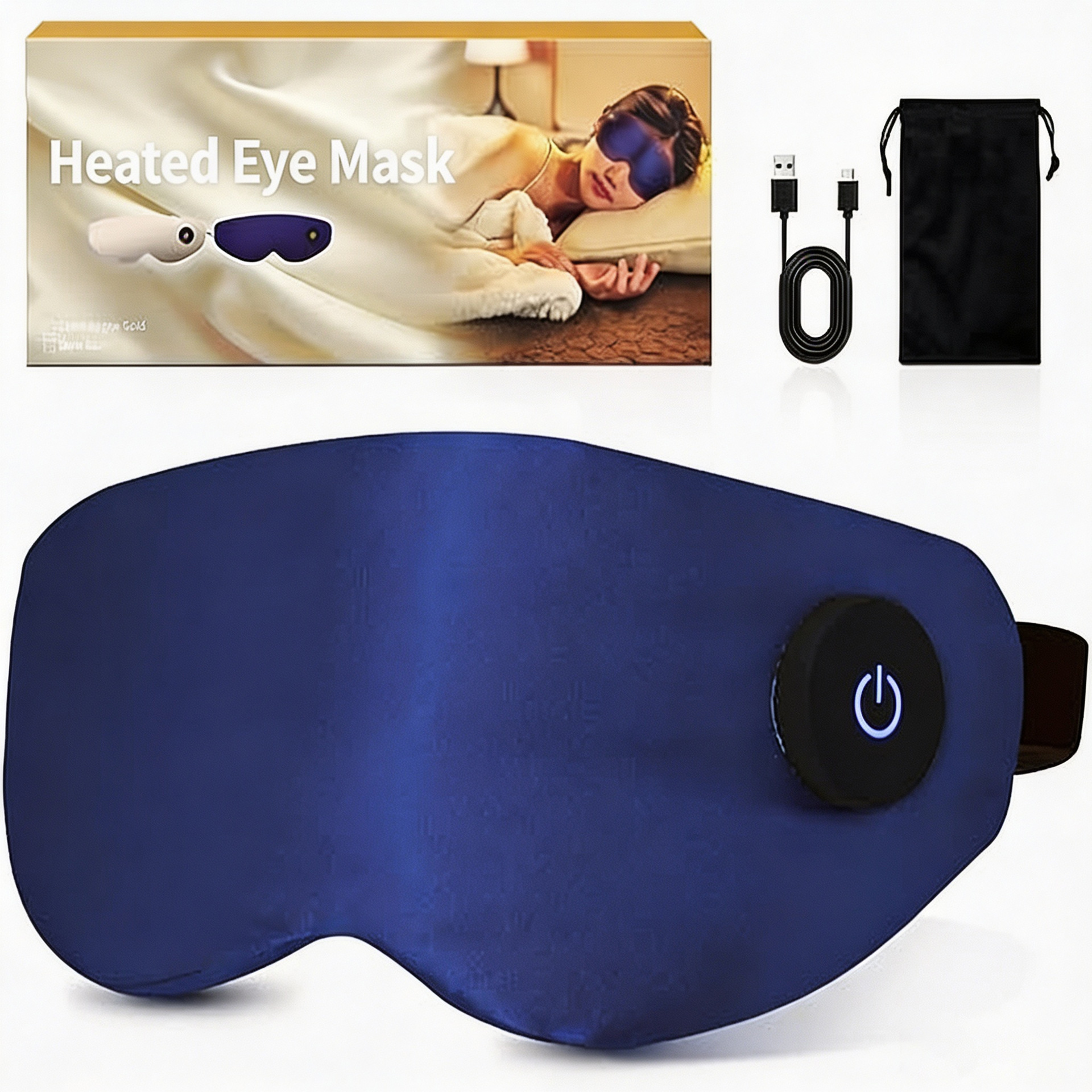 Heated eye mask made of silk mulberry silk for light blocking sleep, exclusively for cross-border sales, OEM custom logo available