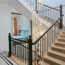 农村自建房别墅铝合金楼梯扶手护栏栏杆室内家用轻奢中式弧形旋转