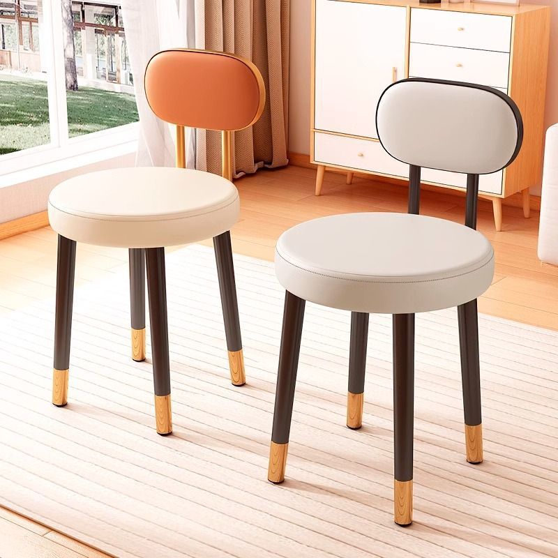 Casa ligera de lujo red alta sensación taburete redondo moderno simple manicuría silla de vestir respaldo de la chica dormitorio maquillaje de cama