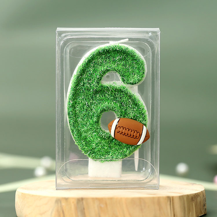 Vela de cumpleaños digital niño rugby pastel vela verde fresco deportes serie Vela productos transfronterizos