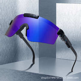 跨境2023年新款欧美连体防风镜大框炫彩太阳镜运动墨镜潮流骑行镜