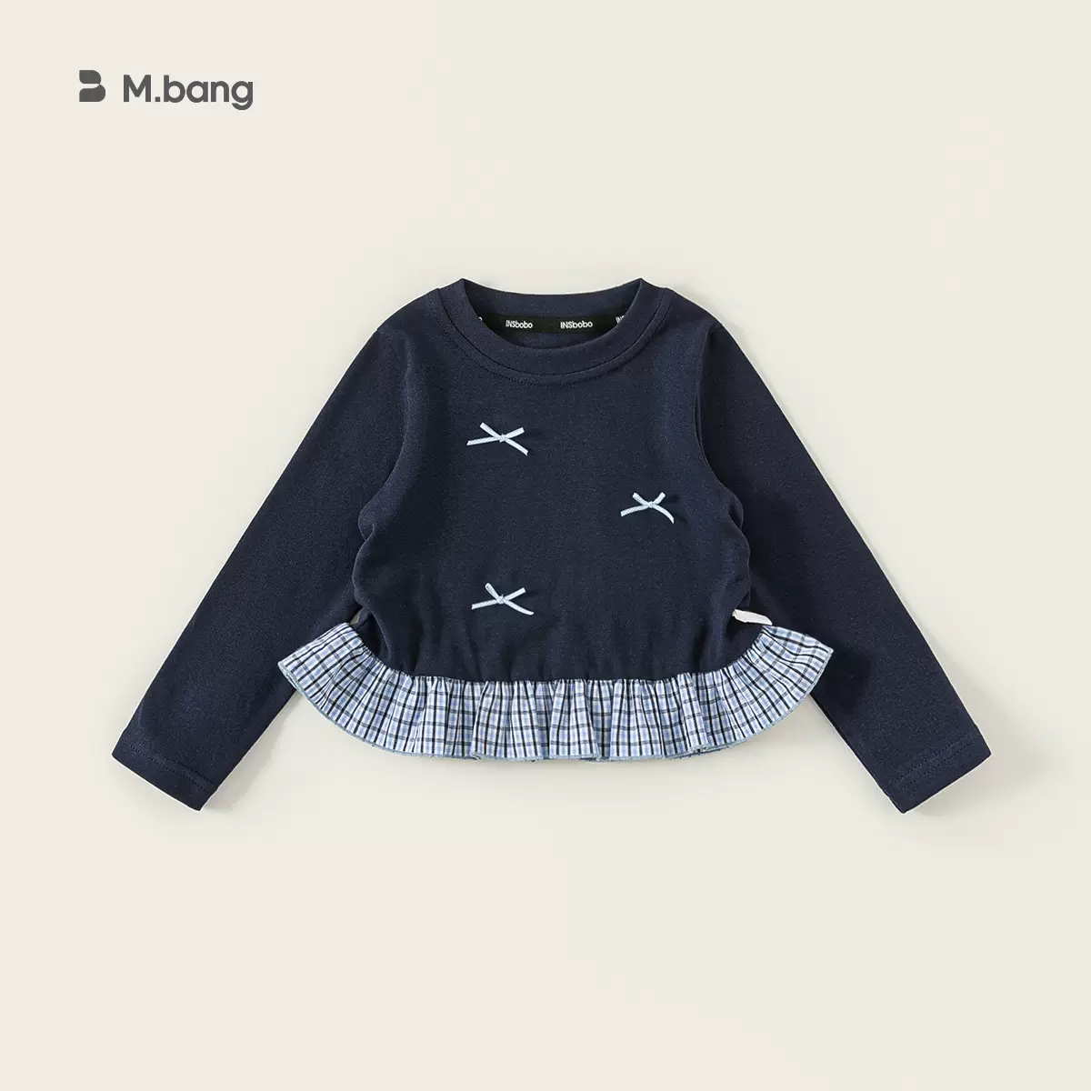 宥宝童装秋款上衣新品秋装衣服儿童格子花边T恤女宝内搭女童长袖