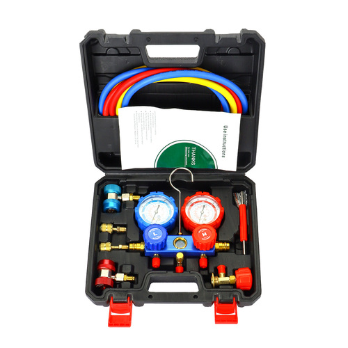 VAKS Refrigerant Table Set Tool Kit for R410/R134 Air Conditioner Refrigerant Charging with Dual Precision Manifold Valve for Refrigerant Injection