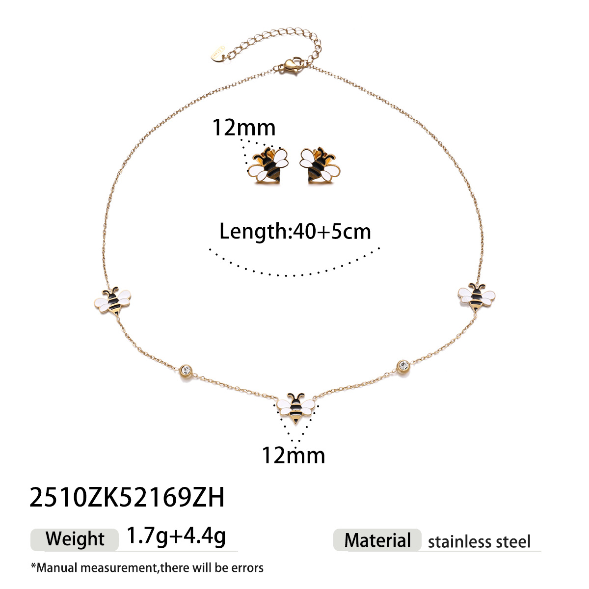 Collar de acero inoxidable TENA lujo ligero de alto nivel, colgante de abeja, brazalete de joyería, conjunto de mujeres transfronterizas