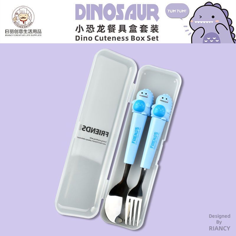 Animal encantador portátil para llevar estudiantes cucharas de comidas dormitorios escolares cucharas de cubierta de cubierta set
