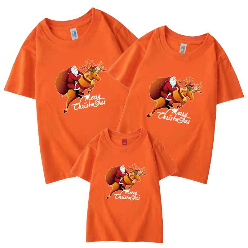 Camiseta de manga corta para padres e hijos J almacén suministro de comercio electrónico transfronterizo Navidad Año Nuevo retrato familiar entrega de una pieza Santa Claus