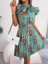 L 45121 Floral Tie-Waist Pleated Skirt ����ϵ������ȹ �羳��