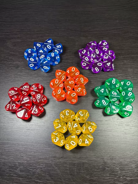 In-Stock Dnd 10-Sided Transparent Colorful Mixed-Color Tabletop Game Role-Playing Props Multi-Sided Acrylic Dice