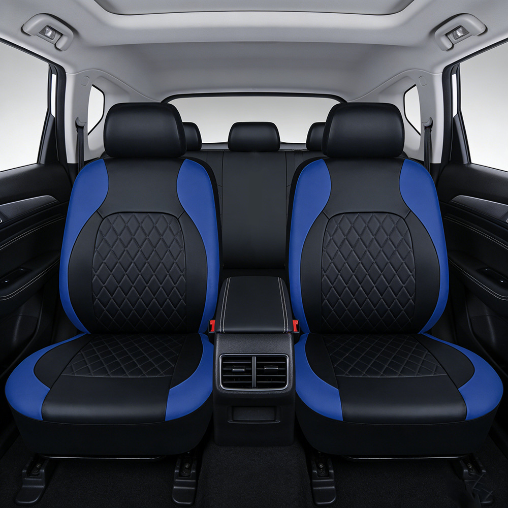 simple general pu cuero bracket asiento cubierta asiento de automóvil cubierta de piel empalmado una sola línea de diamante coche cojín respirado image 2