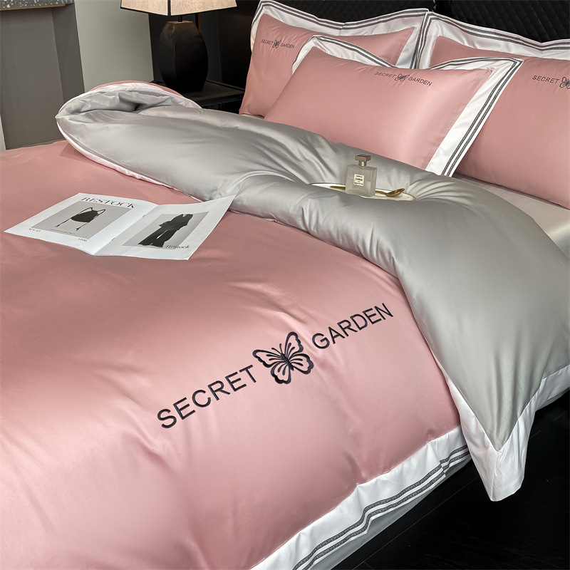 Simple ligero de lujo algodón puro cuatro piezas de sábanas de algodón ropa de cama textil doméstico cuatro estaciones tres piezas de conjunto general