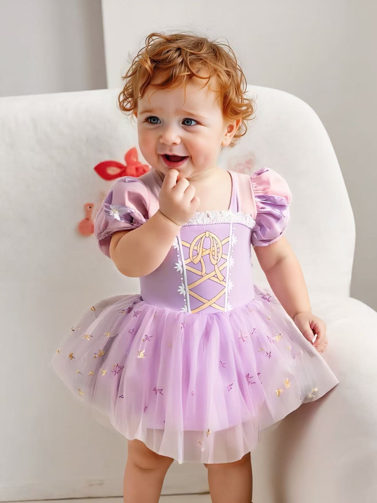 Verano transfronterizo nueva niña hermosa princesa puede abrir mamelena niña linda estrella falda vestido hinchado