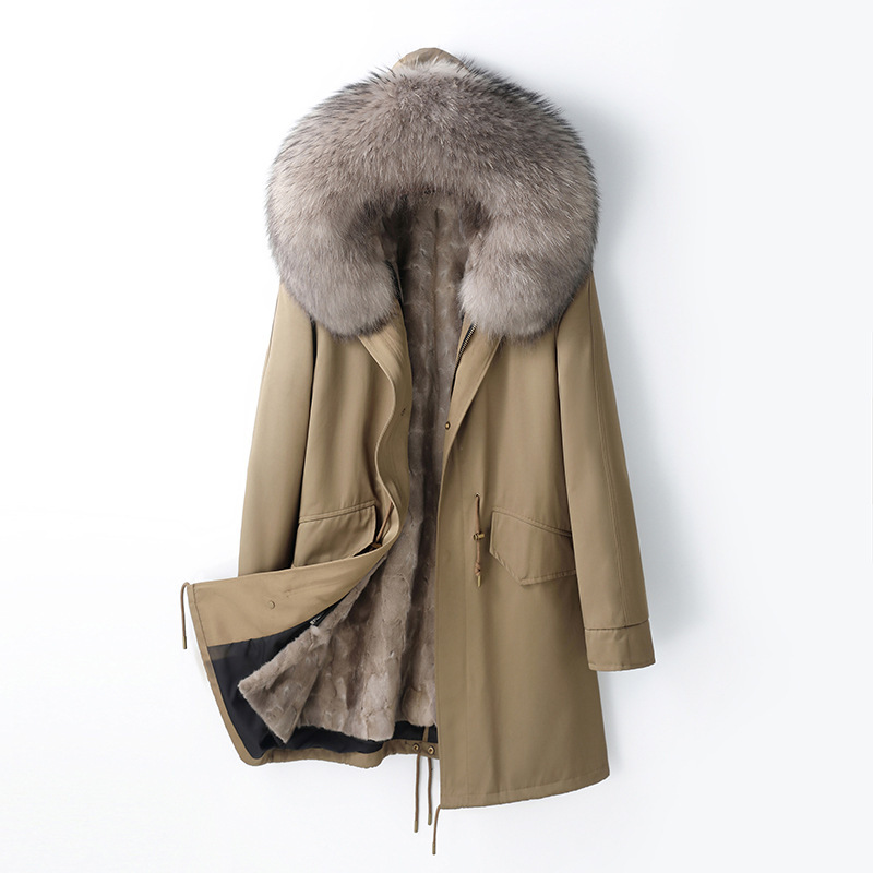 Fur Coat 2026 Autumn and Winter New Style Mink Fur Parka for Women with Removable Mink Fur Lining and Fox Fur Collar