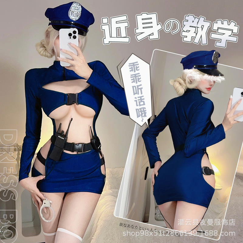 Sexy Lingerie, Sexy Nightclub Policewoman Cos Uniform Suit, Seductive Stewardess Outfit, European and American Style Royal Sister Ol Secretary Outfit