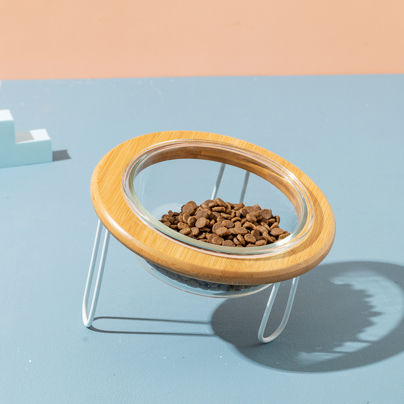 Vidrio gato tazón alta pierna protección cervical vértebra gato comida tazón gato perro gato cuenca beber tazón PET snack tazón de cerámica al por mayor