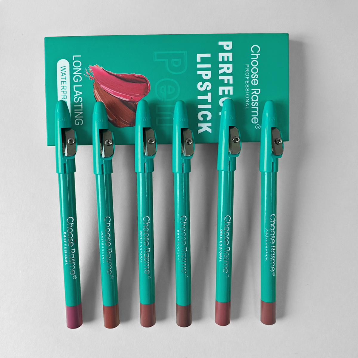 Choose Rasme 6 color mixed lipstick pen non stick cup with pencil sharpener thick rod lip liner set_voghion.com