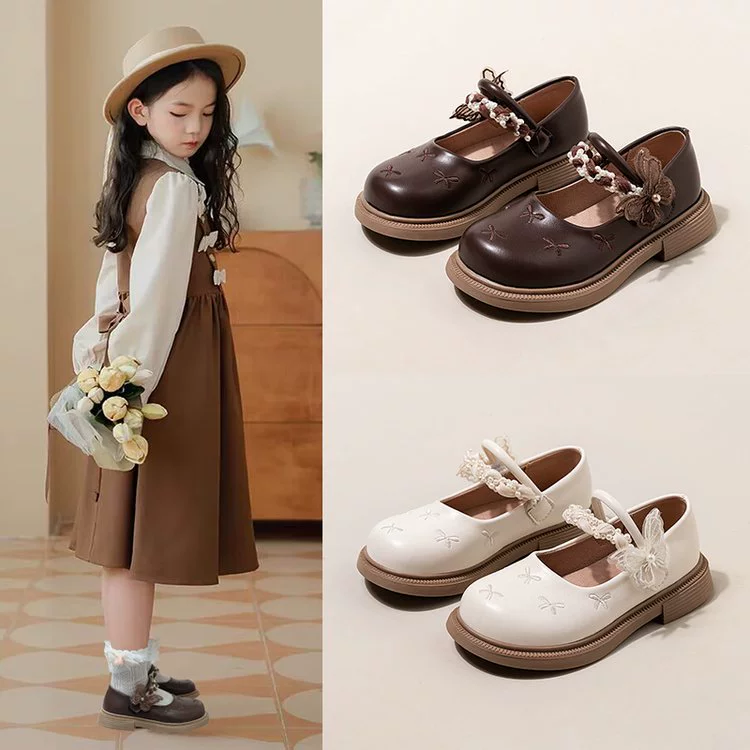 Детские туфли для девочек, туфли-принцессы, маленькие кожаные туфли, новые модели весна-осень 2025, туфли в британском стиле на мягкой подошве для детей постарше.
