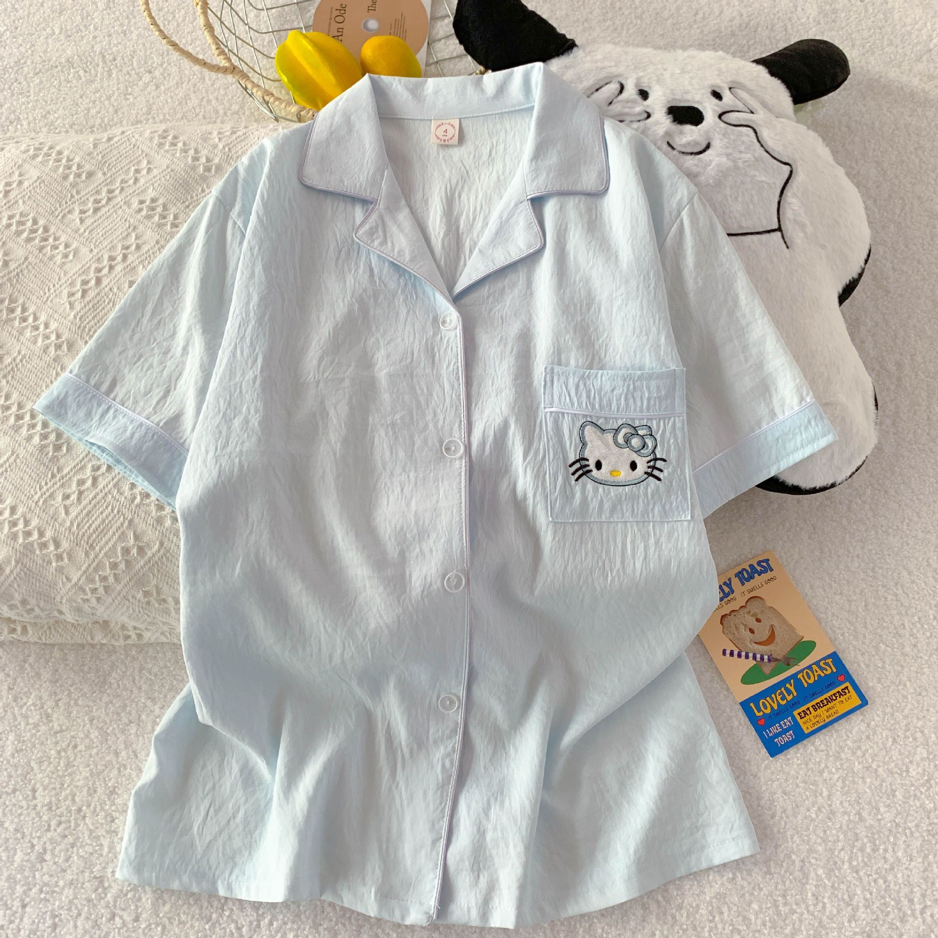 Vietnam transfronterizo al por mayor nube de algodón lindo oso pijamas verano mujeres pantalones cortos de manga corta cardigan casual dibujos animados servicio a domicilio