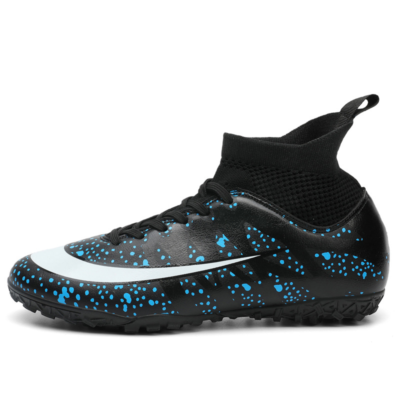 Transfronterizo nuevos zapatos de fútbol hombres y mujeres transpirables de color de Pato Mandarín alto-top largo y corto zapatos de fútbol de uñas hierba más tamaño zapatos de entrenamiento