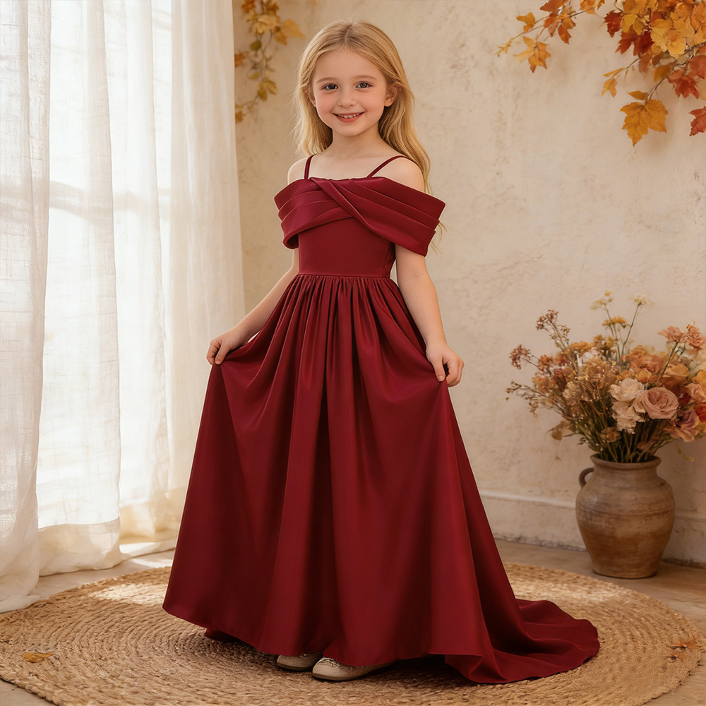 (Cross-border trading), elegant children's evening dress, long skirt, open shoulders 3