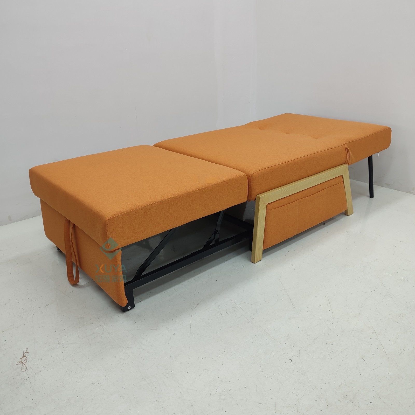 Barrazos de madera peinado multifuncional pequeño tipo sofá cama de una sola persona balcón sala de estar almuerzo sin lavado tela de tecnología telescópica