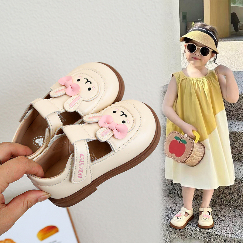 Niñas bonitas zapatos de conejo 2026 verano nuevo bebé Mary Jane Leaf zapatos suaves zapatos antideslizantes
