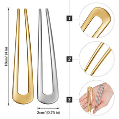 European and American U-shaped gold and silver hairpins, alloy-plated blond hairpins, fashionable and simple metal slightly heavy hairpins.