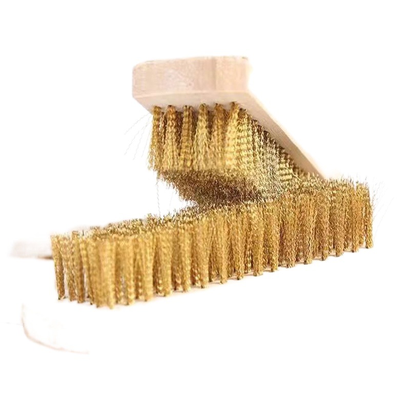 16 mango de madera cepillo de alambre de cobre pulido derusting cepillo de limpieza Wenwan nogal mango cepillo