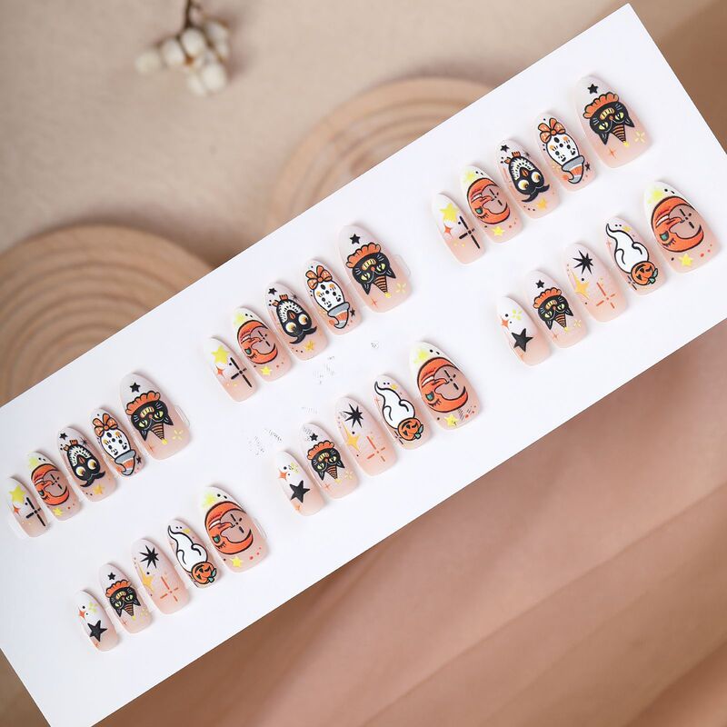 Halloween foreign trade fake nails, wearable nails, simple detachable nail tips, 30 pieces of nail tips