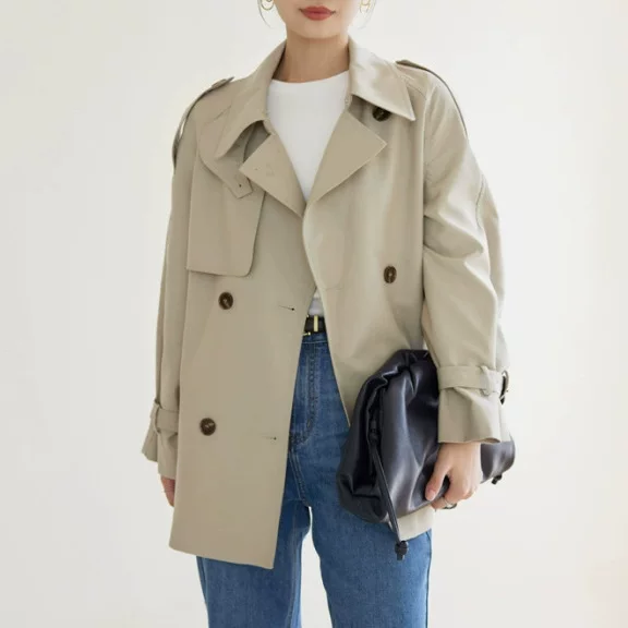 Осеннее trench coat, полуприлегающая демисезонная куртка, короткий пояс на весну, тренд сезона, для подростков, корейский стиль, свободный крой