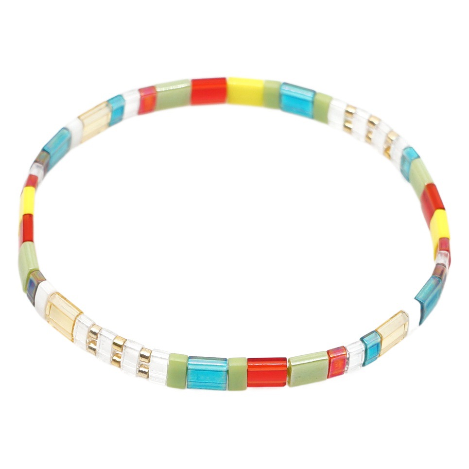 Bohemian Ethnic Style Bracelet Tila Bead Woven Stingline Beaded Bracelet Women's Multi-Layer Stacked Wear Bracelet