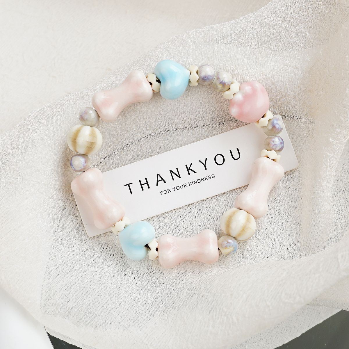 Jingdezhen pulsera de cerámica de verano mujer alta sensación galletas serie de gatos nicho diseño universal pulsera alta sensación