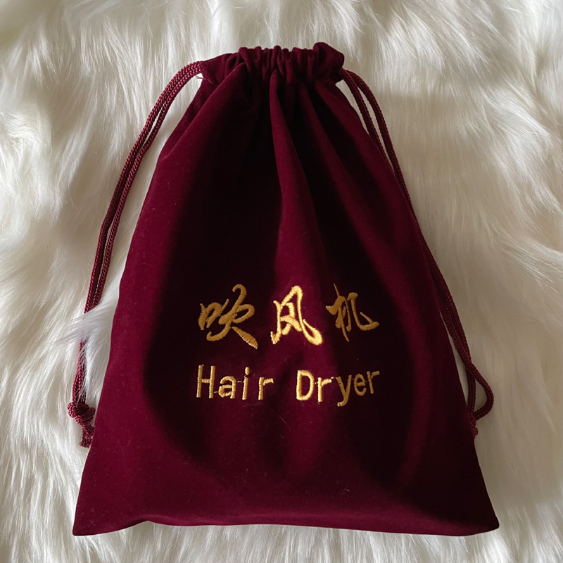 Bolsa de terciopelo bolsa de secador de pelo de hotel bolsa de terciopelo en stock bolsa de cordón bolsa de joyería bolsa de secador de pelo bolsa de almacenamiento bolsa de lino