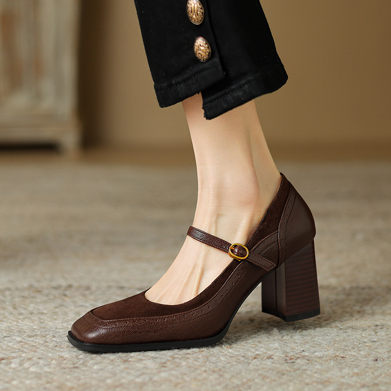 CHIKO Remy Square Toe Block Heels Mary Jane Shoes - US 7, Brown CHIKO Remy Square Toe Block Heels Mary Jane Shoes - US 7, Brown