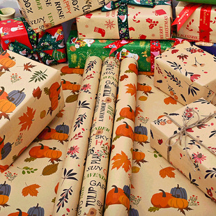 Halloween Pumpkin Pattern Boutique Holiday Birthday Wrapping Paper Gift Box Bouquet Wrapping Paper Wholesale