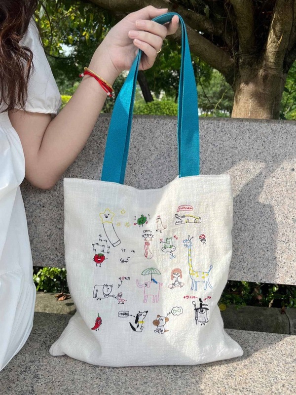 レイジースタイルクリエイティブ楽しい面白い刺繍キャンバスバッグ 2025 新しい和風カジュアル多用途ショルダーハンドバッグ女性のための|undefined