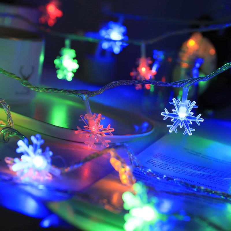 Duofou nueva cadena de lámparas de copo de nieve LED transfronterizas caja de baterías decoración de festividades luces de bodas de colores estrella de Navidad