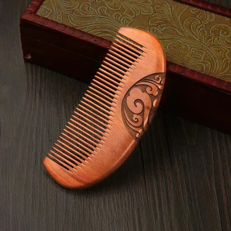 肥厚古い桃の木の櫛家庭用木製櫛無垢材の櫛ヘアコーム両面彫刻ブティック櫛卸売|undefined