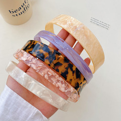 韓版簡約醋酸板材寬邊發箍高級感洗臉頭箍豹紋光板發窟細條髮飾女