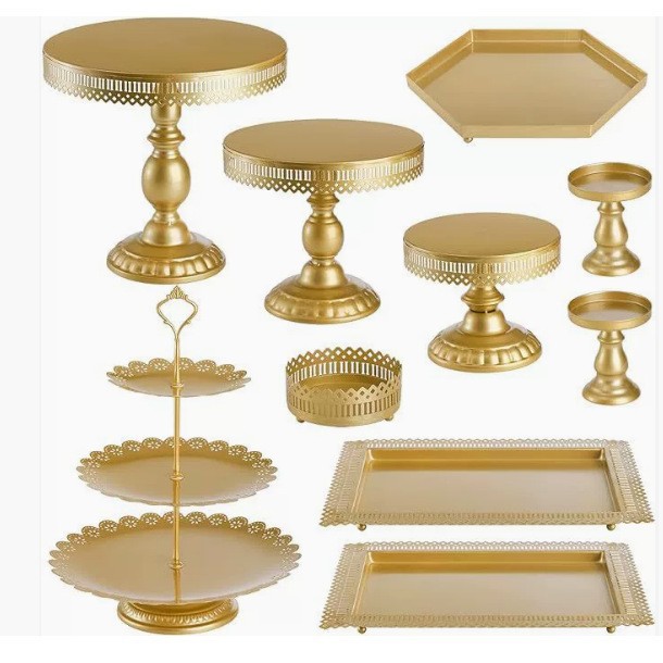 Creativo transfronterizo oro hueco estante de pasteles propósitos de boda mesa de postres decoración postres tienda de postres refrigerio combinación de estante de pasteles