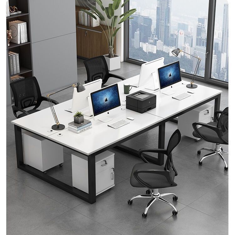 Office Desk for 4, 6, or 8 Employees, Simple Modern Staff Computer Desk, Office-Specific Desk and Chair Set