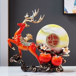 Everything goes well with persimmon ornaments new Chinese style lucky deer living room porch TV wine cabinet decoration housewarming new house gift