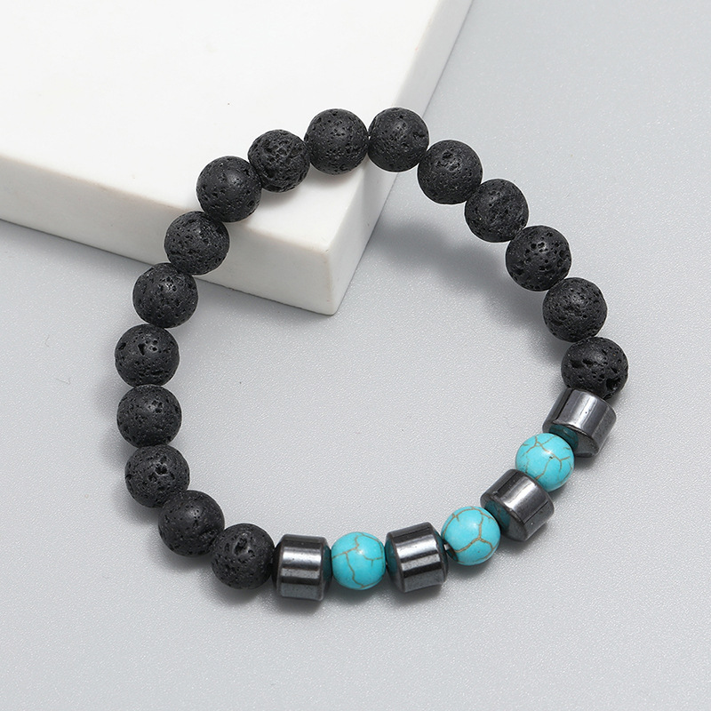 wholesale jewelry retro volcanic stone turquoise beaded bracelet nihaojewelry