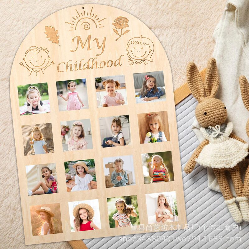 Wooden Children Photo Frame Wood Board 12 Months Baby Picture Display Double Sided Paste Photo Milestone Photo Frame Memorial Wooden Children Photo Frame Wood Board 12 Months Baby Picture Display Double Sided Paste Photo Milestone Photo Frame Memorial