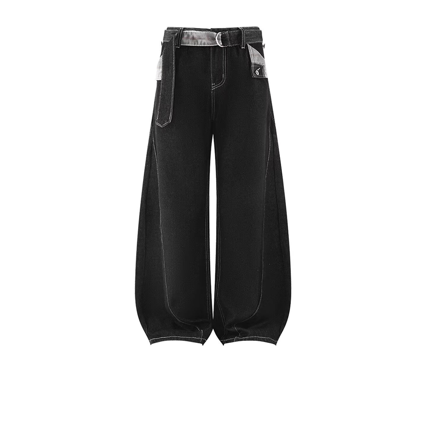 High Waist Flowy Trousers With Dragging Hem, Unisex Summer Black Denim Pants, Lightweight & Breathable (S-3XL)_voghion.com