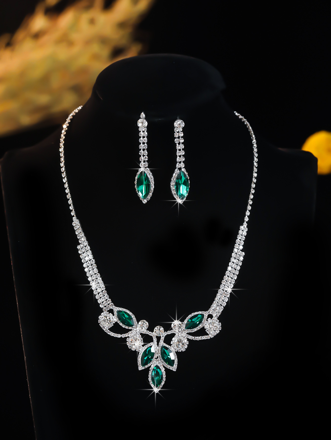conjunto de colar brinco conjunto de joias conjunto de vestido de banquete colar elegante tudo combina joias de noiva_voghion.com